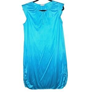 Vintage 70s Diane Von Furstenberg Nightgown M Aqua Nylon Nightie Golden Girls